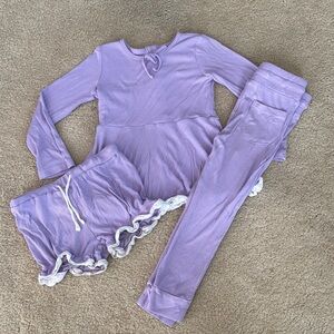 Love & Grow Lavender Ribbed 3 Piece Loungewear Set 4T